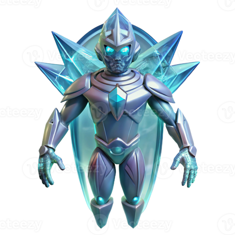 vibrant rustic Ice Crystal Robot 3D Render original png