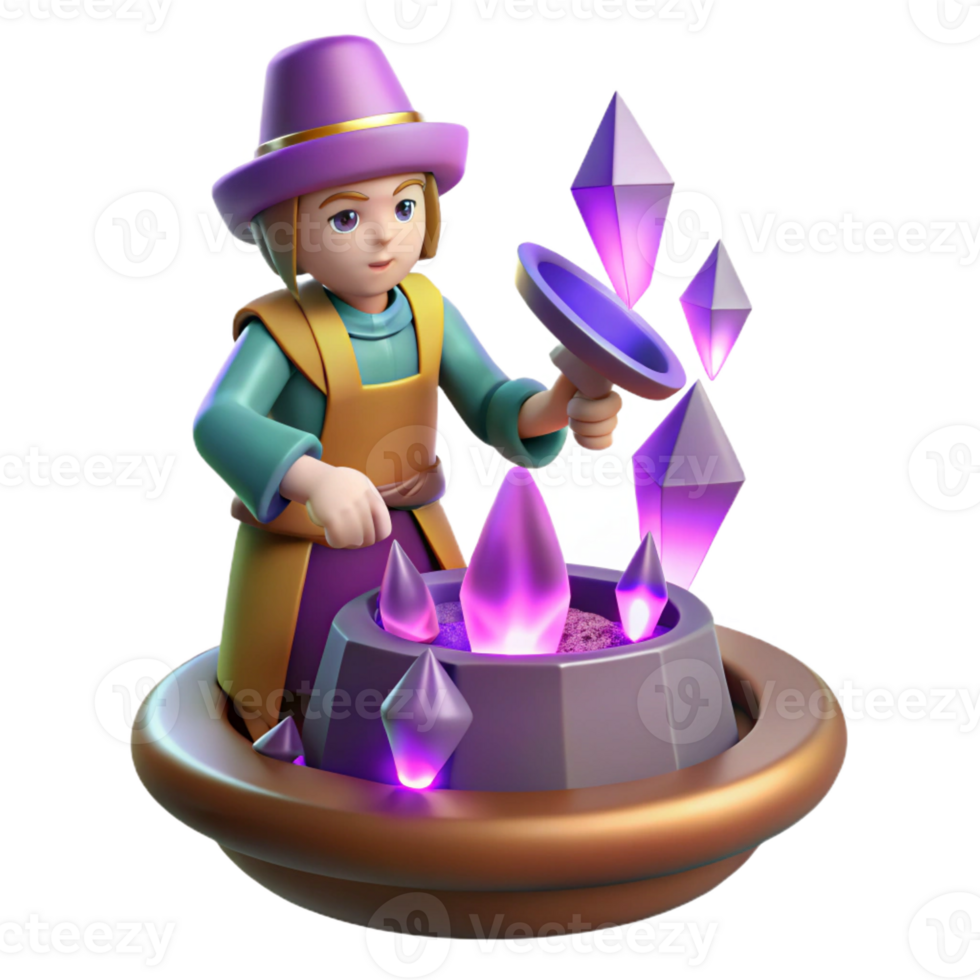 wonderful modern Fantasy 3D Render of a Gemstone Alchemist high resolution png