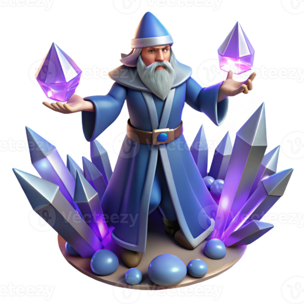 impressive abstract Wizard 3D Render Crystals Magic exclusive png