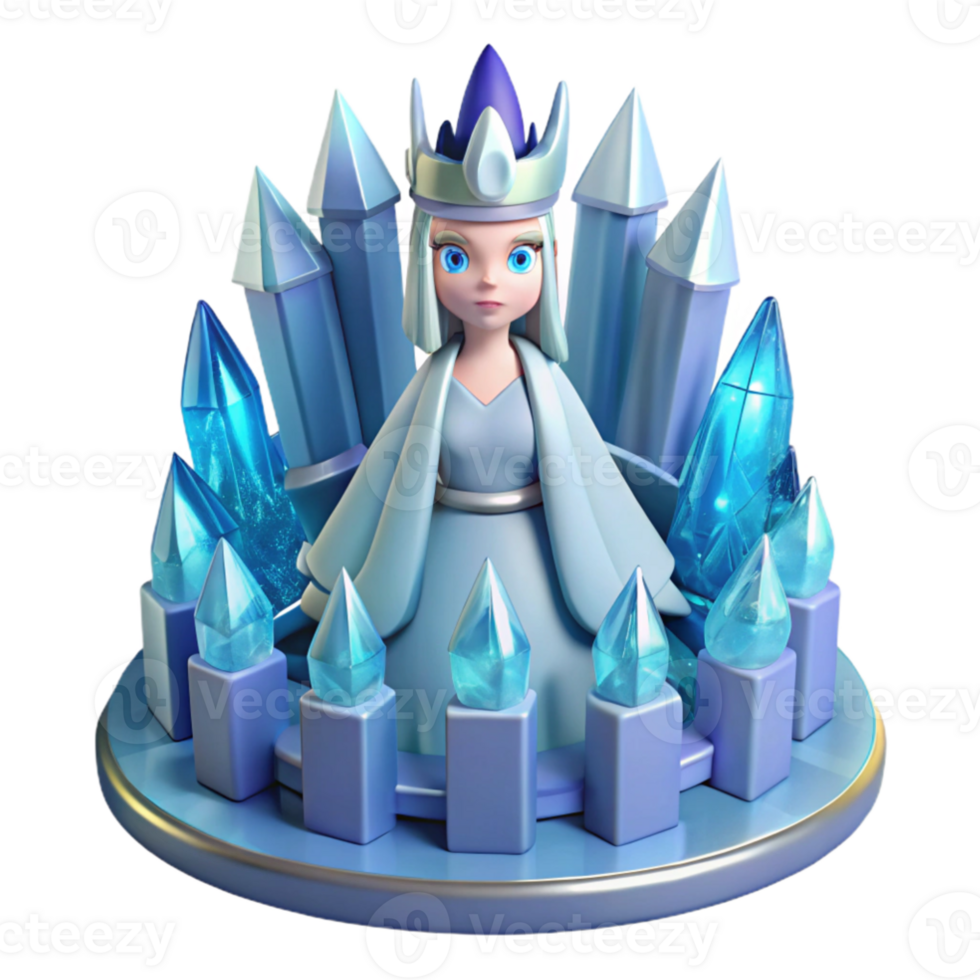 stunning artistic Ice Queen 3D Render detailed png
