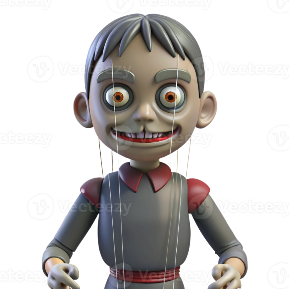 wonderful contemporary 3D Render of a Creepy Marionette Puppet high quality png