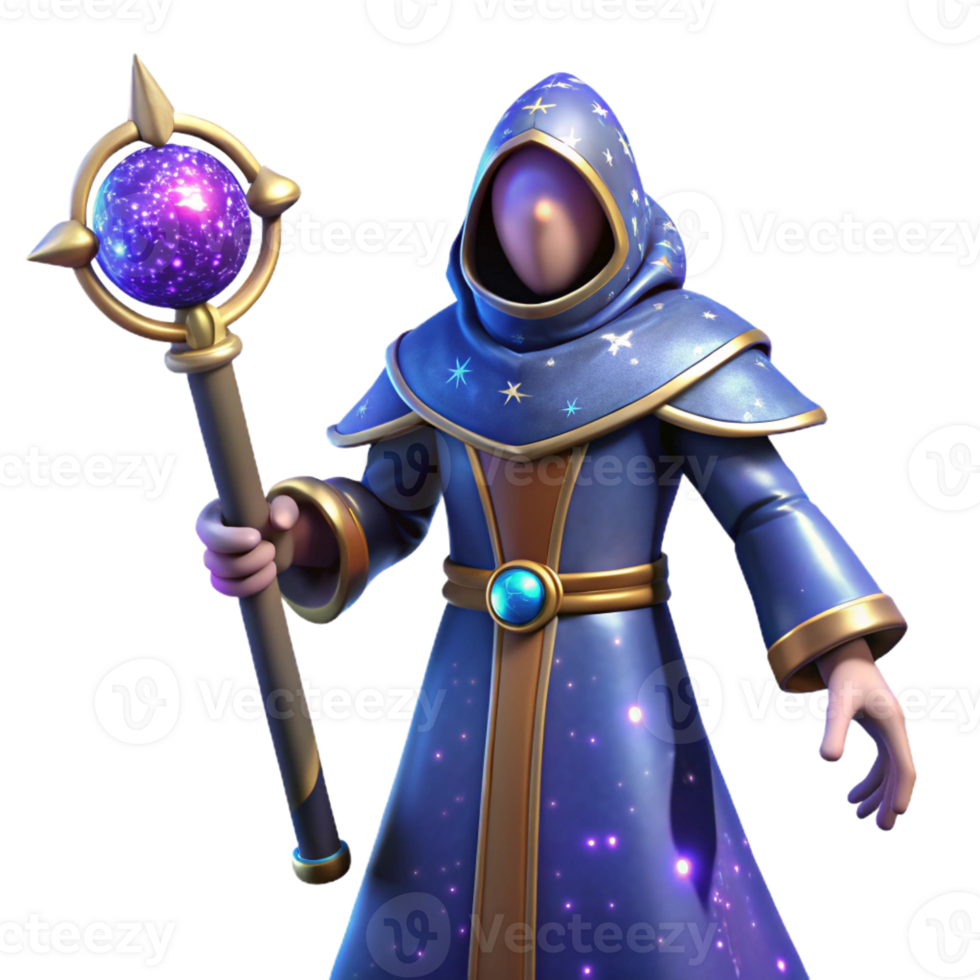 impressive classic Fantasy Wizard 3D Render genuine png