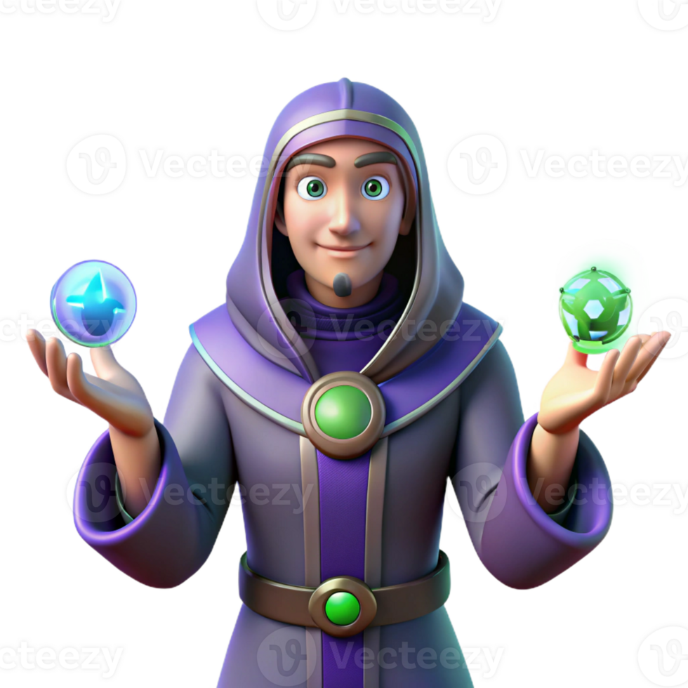 impressive creative 3D Render of a Young Wizard authentic png
