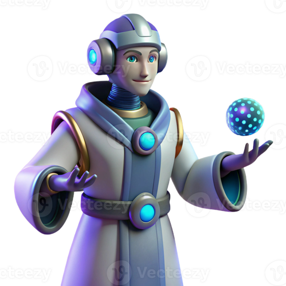 elegant abstract 3D Render of a Futuristic Robotic Wizard exclusive png