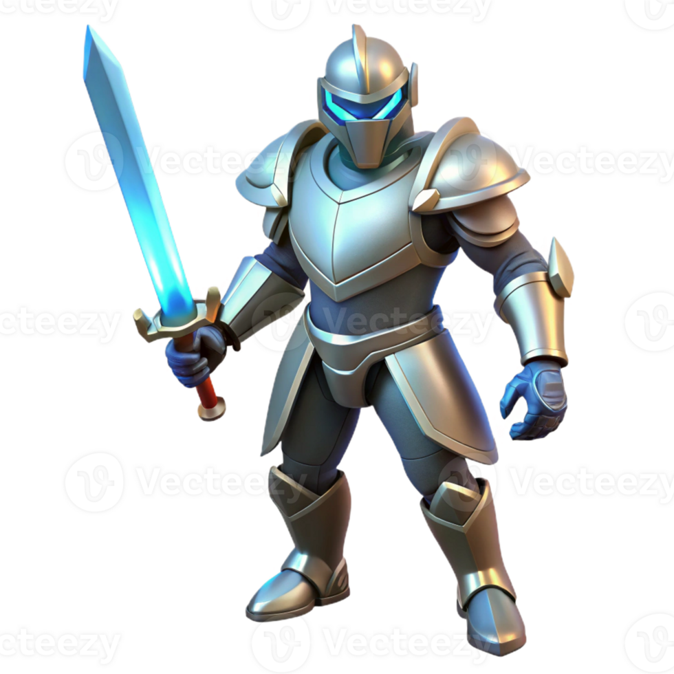 elegant contemporary Metallic Knight 3D Render authentic png