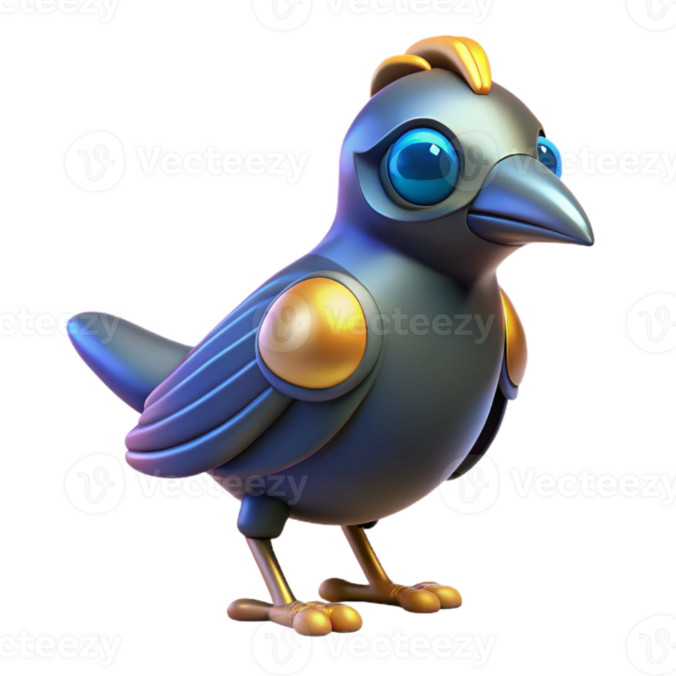 elegant abstract 3D Render of a Metallic Bird authentic png