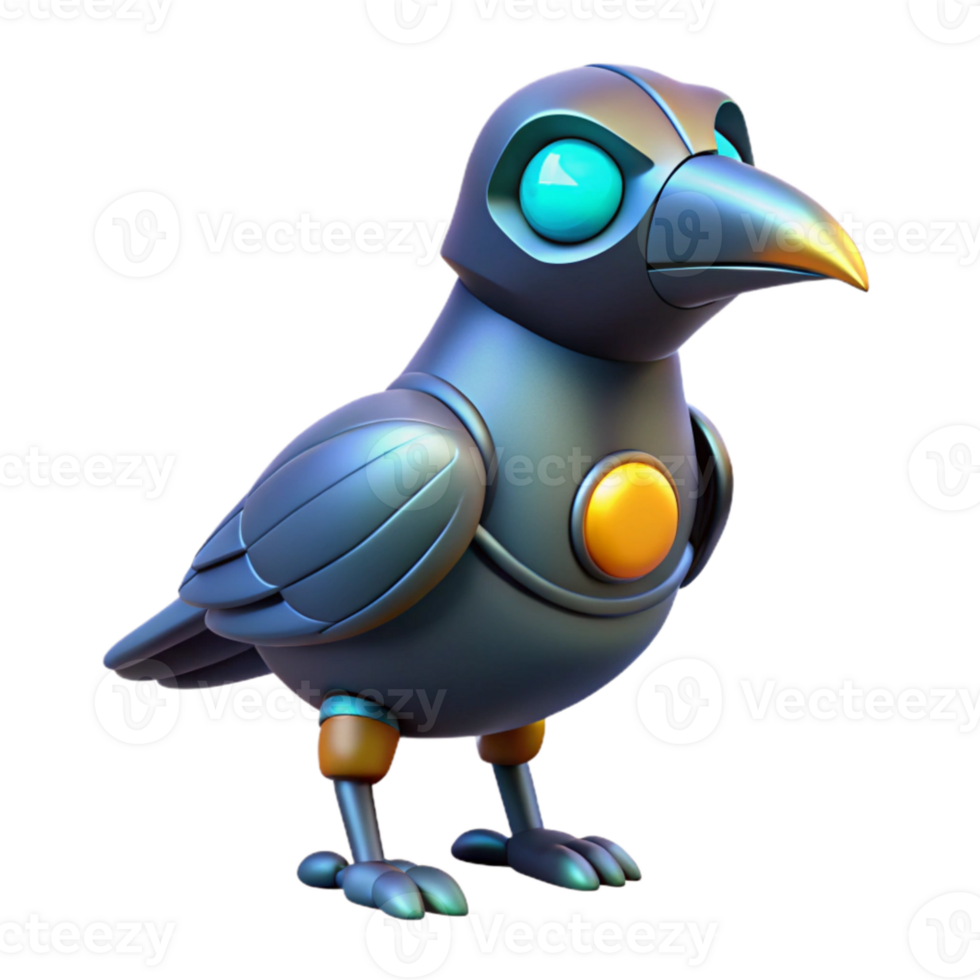 vibrant abstract 3D Render Robotic Crow Illustration authentic png
