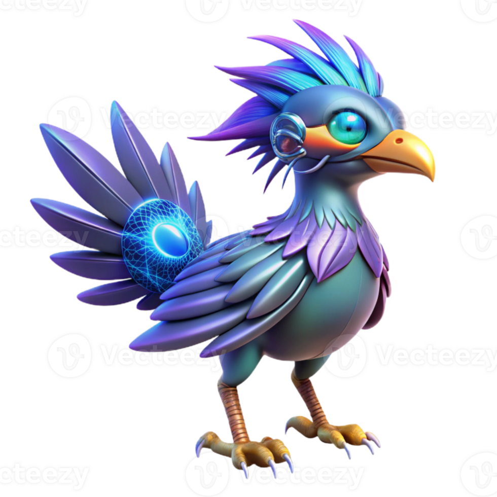 beautiful traditional Cybernetic Bird 3D Illustration original png