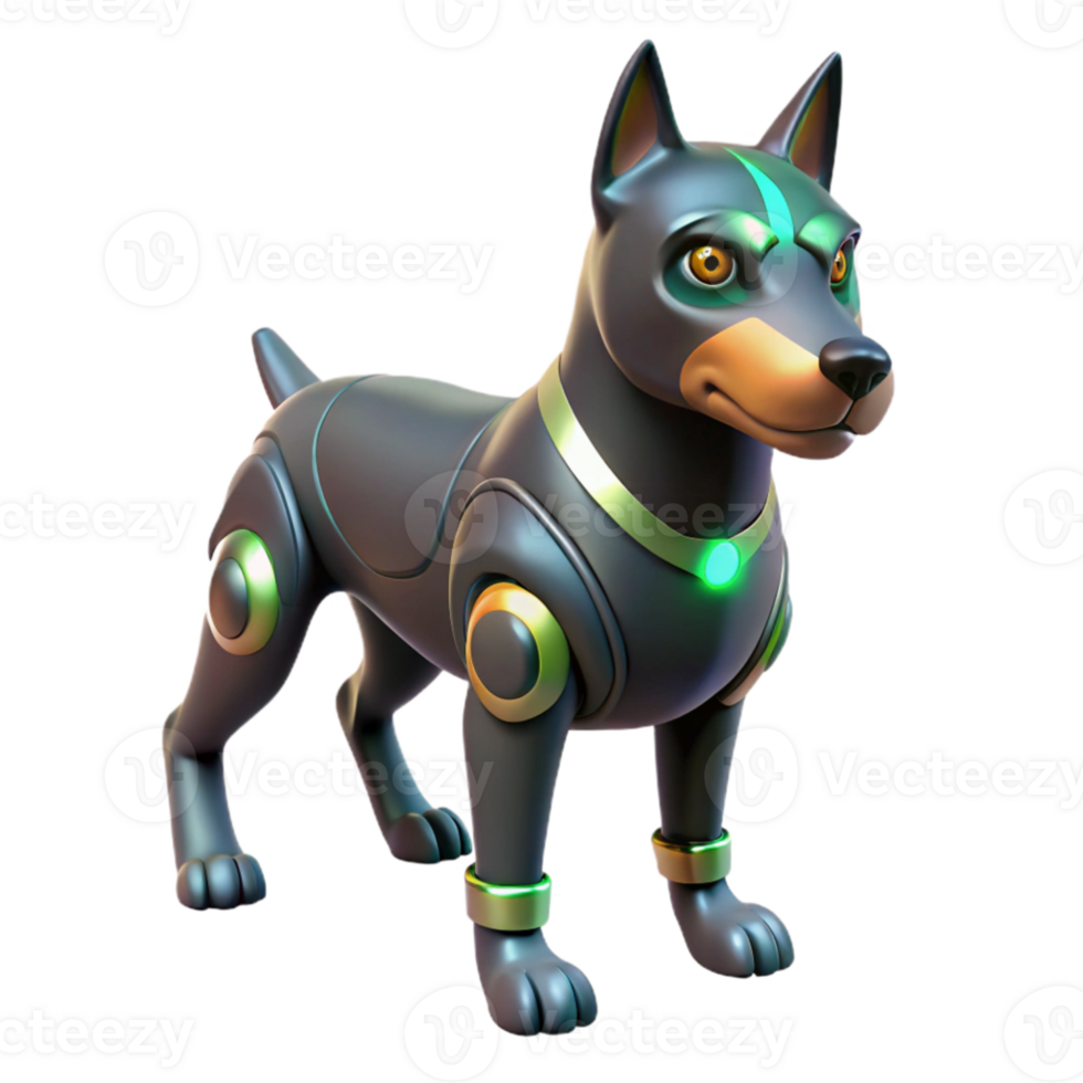 serene creative Cybernetic Canine 3D Render premium png
