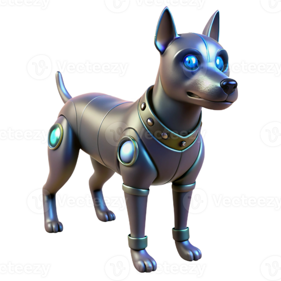 vibrant vintage Cybernetic Canine 3D Render authentic png