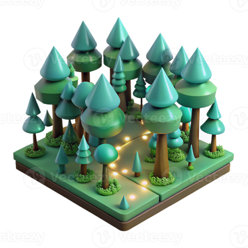impressive classic Enchanted 3D Forest Illustration original png