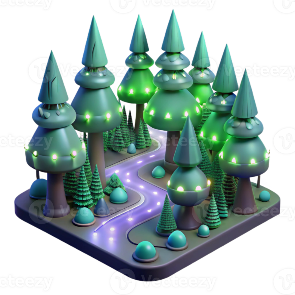 stunning traditional Enchanted 3D Forest Night Scene original png