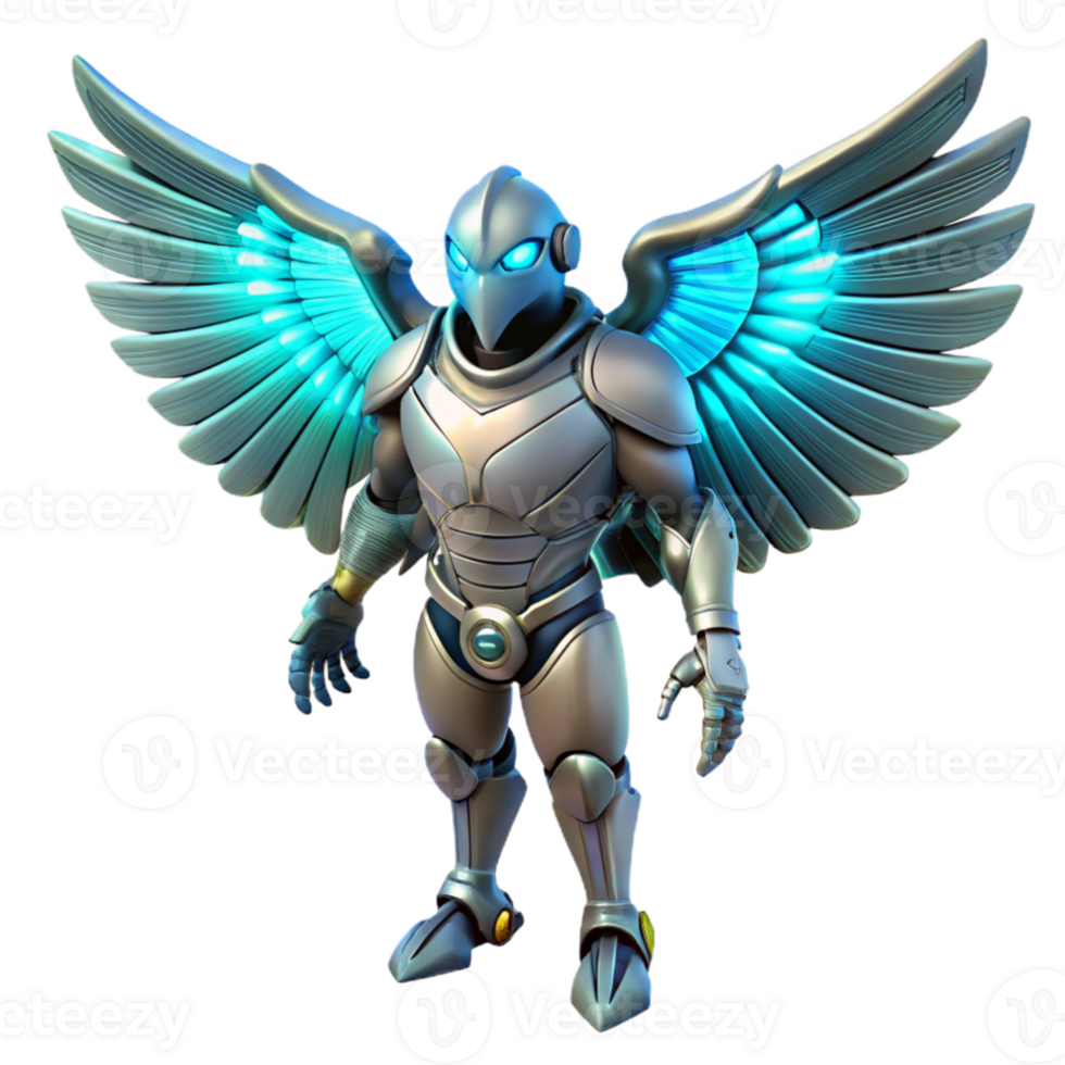 extraordinary rustic 3D Render Armored Angel with Glowing Wings exclusive png