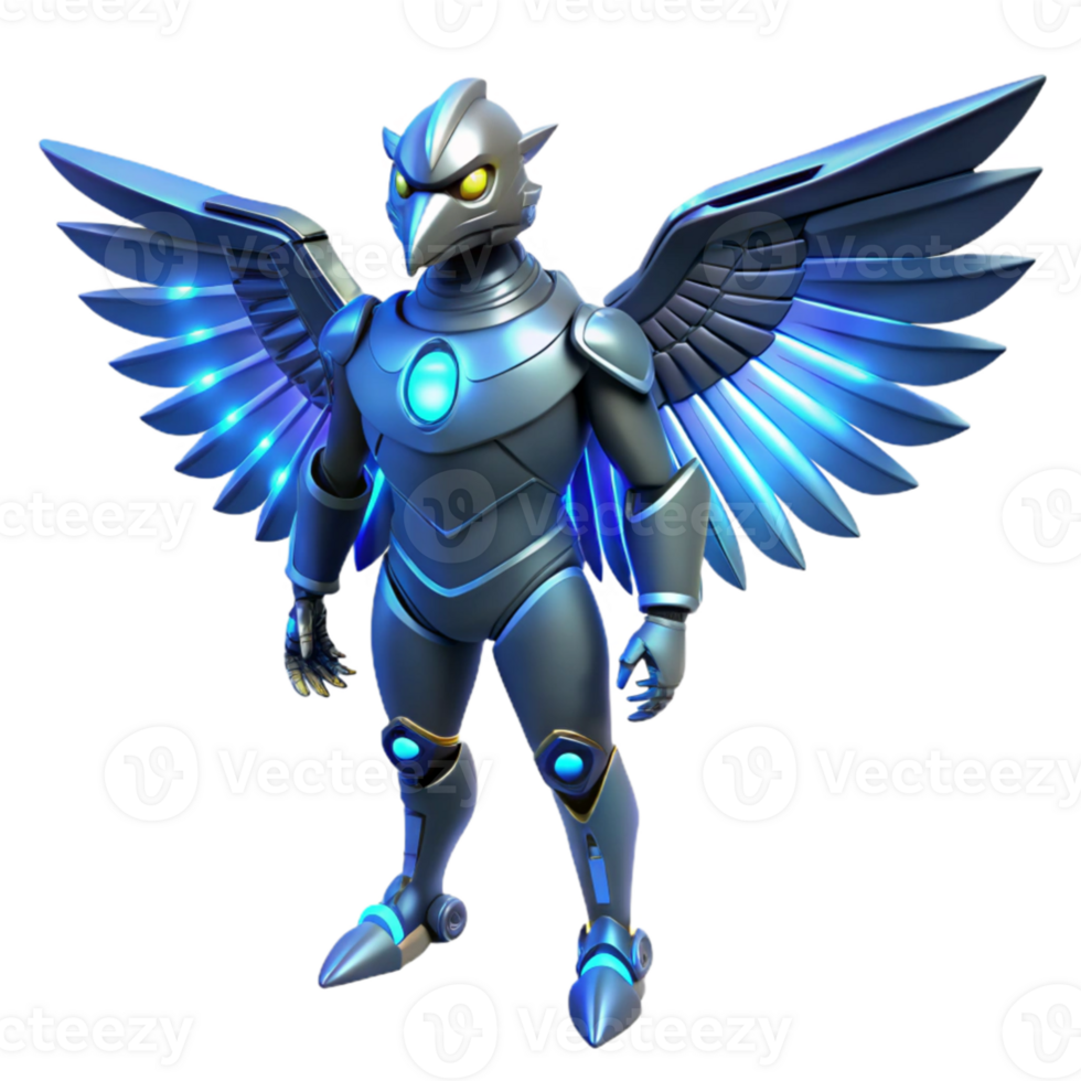 extraordinary modern Cybernetic Avian 3D Render detailed png