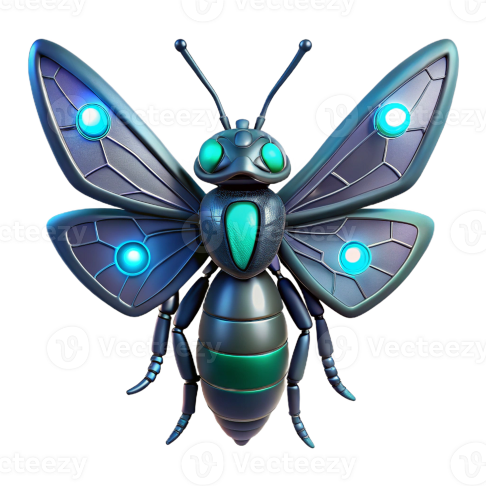 beautiful creative Cybernetic Bee 3D Render professional png