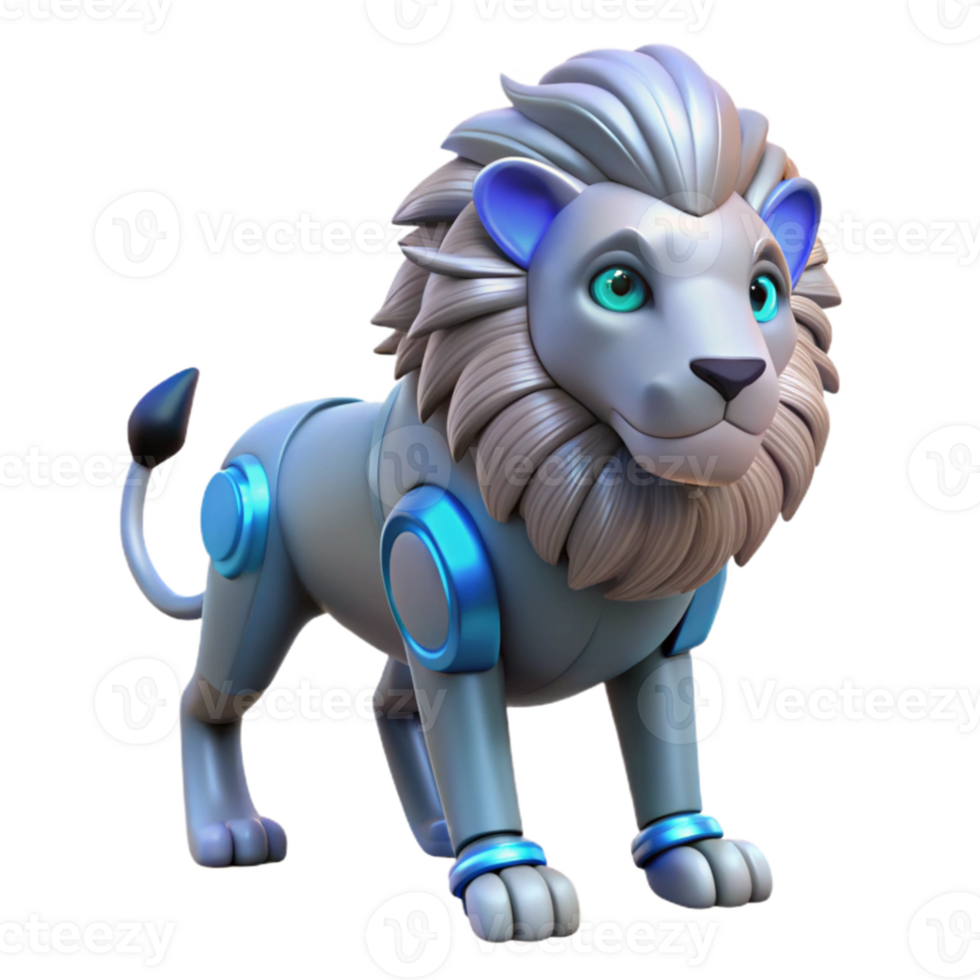 impressive minimalist Robotic Lion 3D Render original png