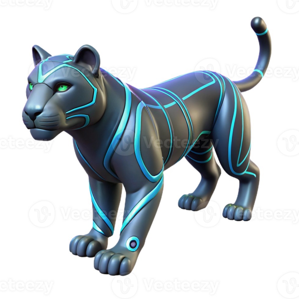 extraordinary artistic Cybernetic Panther 3D Render authentic png