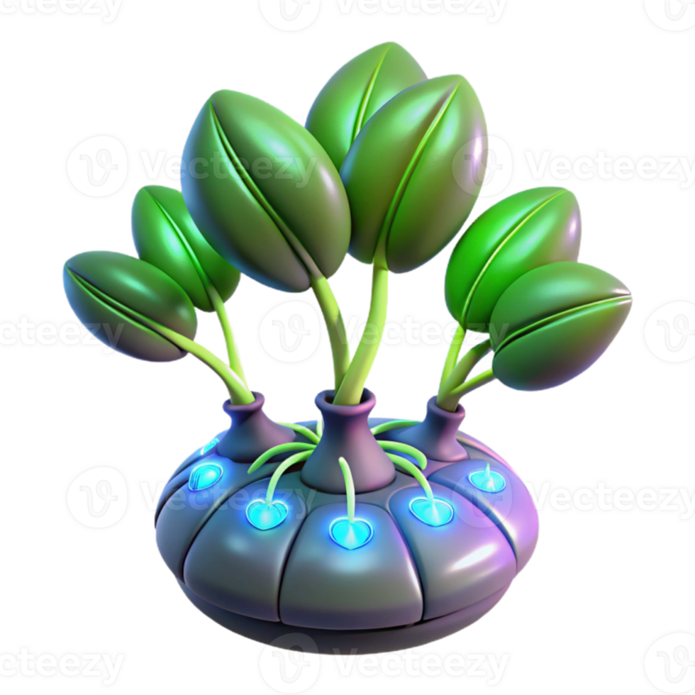 dramatic vintage 3D Render Futuristic Plant Pot high resolution png