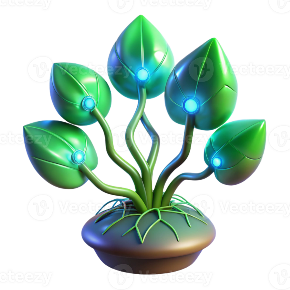 vibrant classic Glowing Plant 3D Render exclusive png
