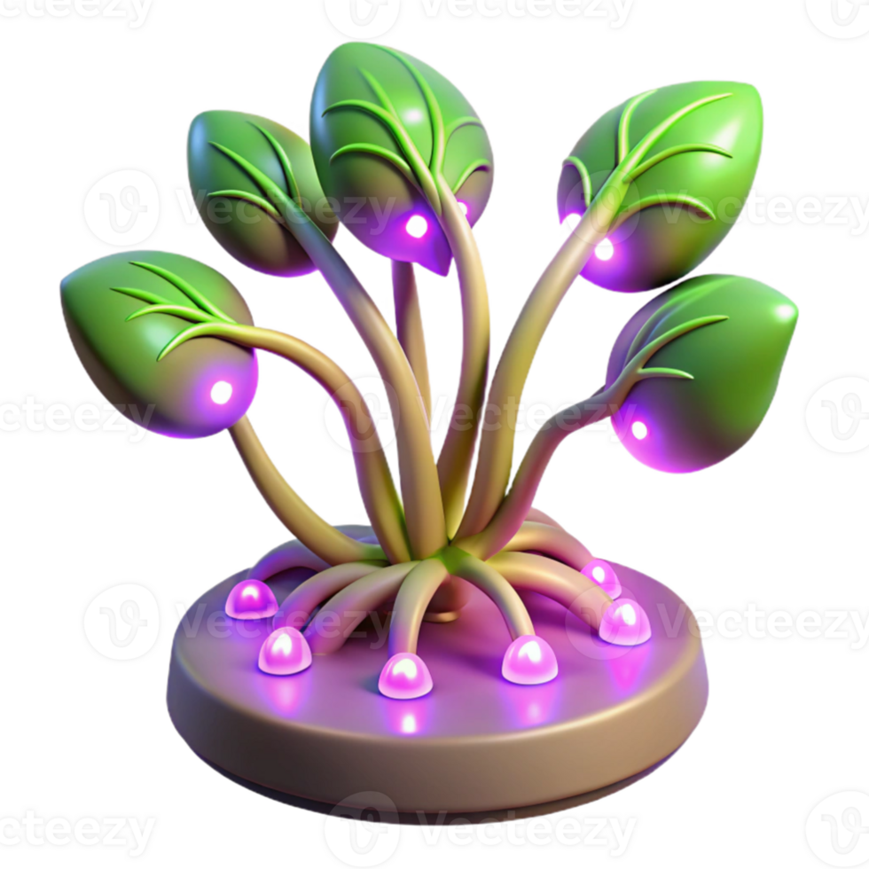 wonderful minimalist Glowing Plant 3D Render authentic png