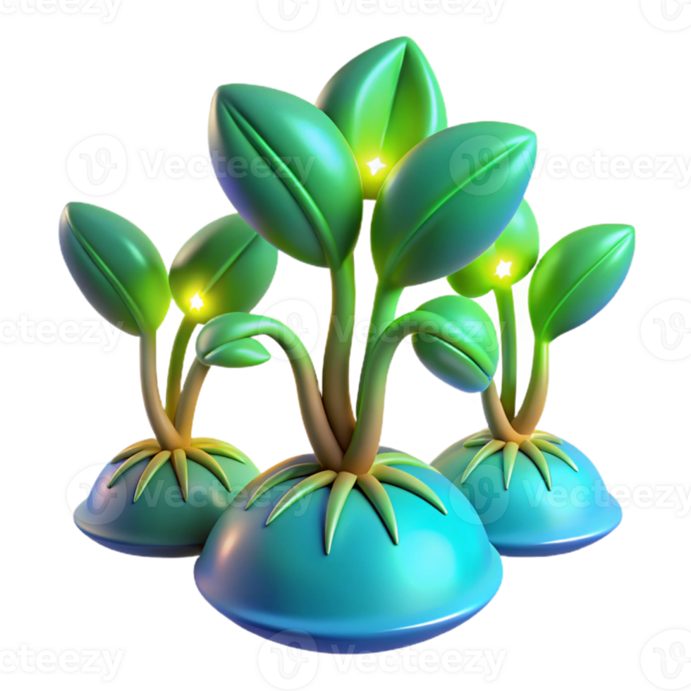 elegant modern Glowing Plant Sprout 3D Illustration detailed png