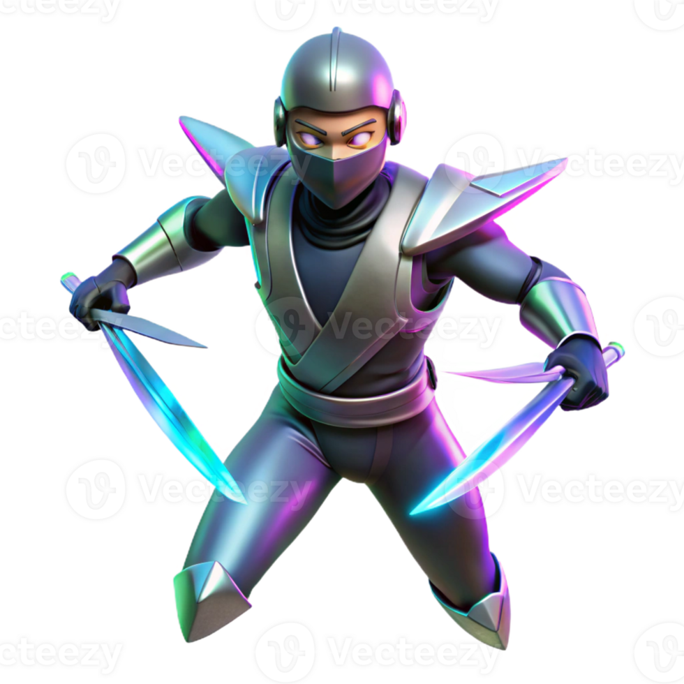 elegant vintage Cyber Ninja 3D Illustration exclusive png
