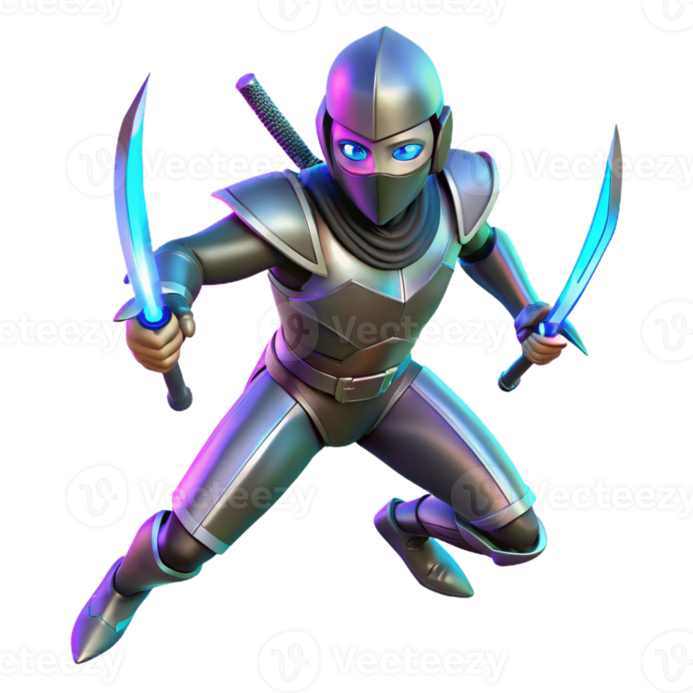 vibrant contemporary 3D Render Ninja Warrior Illustration genuine png