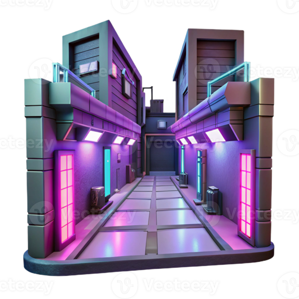 impressive artistic Neon Alleyway 3D Render premium png
