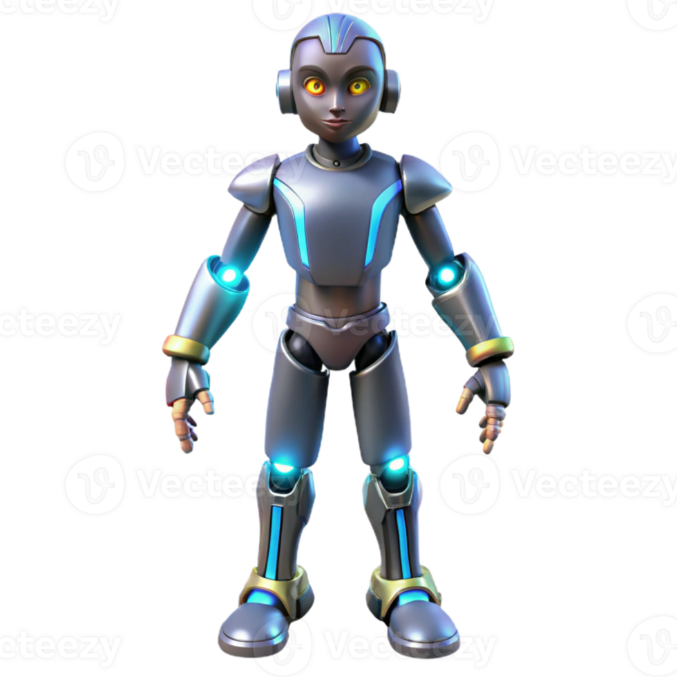 serene contemporary 3D Render of Futuristic Robot Boy 4K png