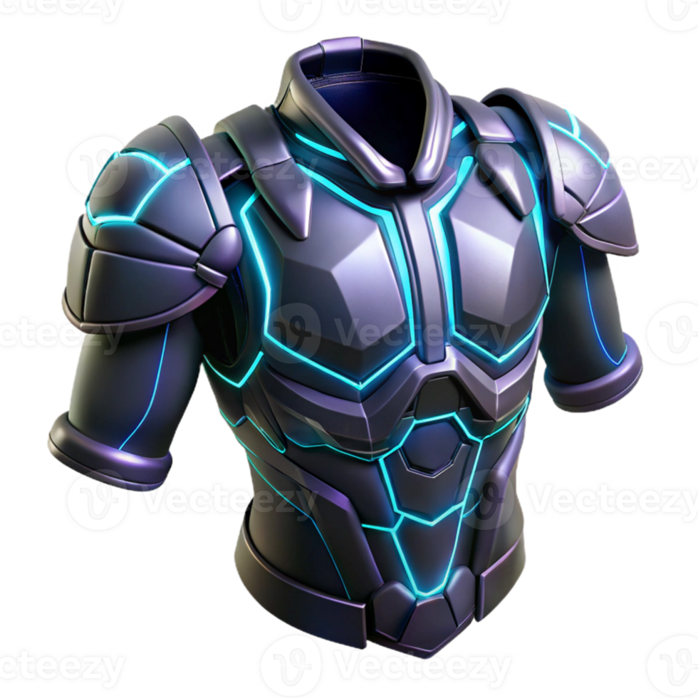 dramatic minimalist Futuristic 3D Armor Illustration original png