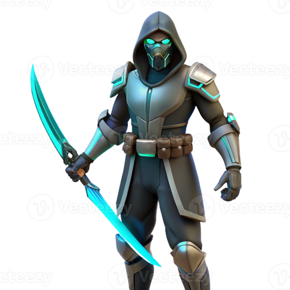 elegant modern Futuristic Warrior 3D Render detailed png