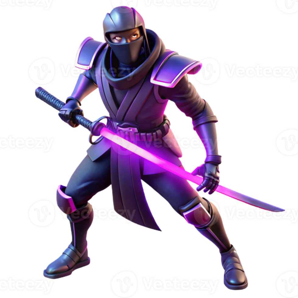 magnificent contemporary 3D Render Purple Ninja Warrior high resolution png