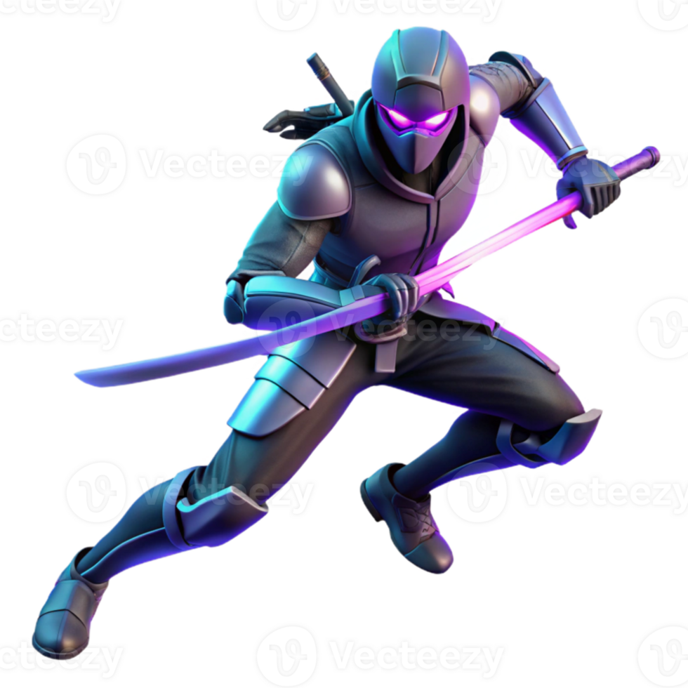 wonderful artistic Cyberpunk Ninja 3D Render genuine png