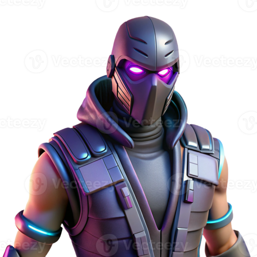 stunning traditional Cyber Ninja 3D Render original png