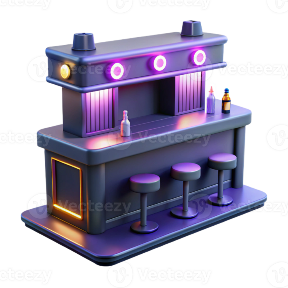 stunning contemporary Neon Bar 3D Render original png