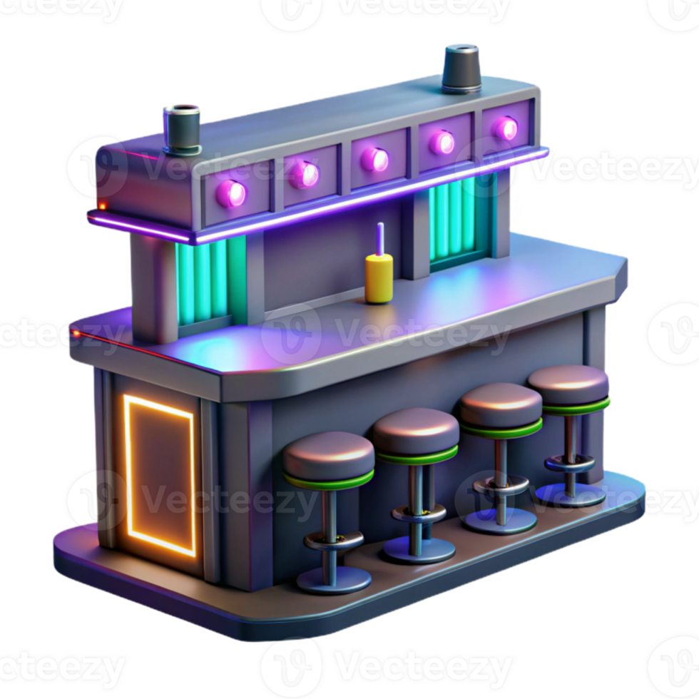 impressive abstract Neon Bar 3D Render premium png