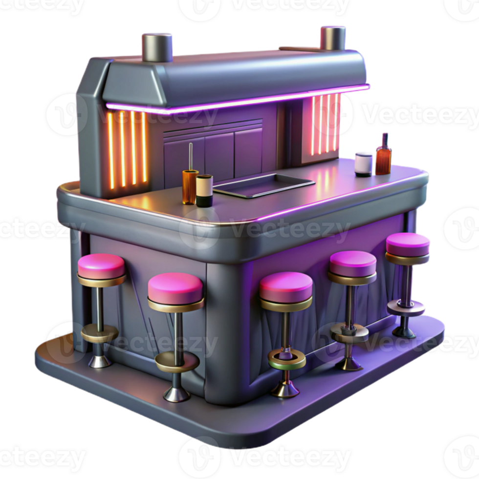 extraordinary modern Neon Bar 3D Render detailed png