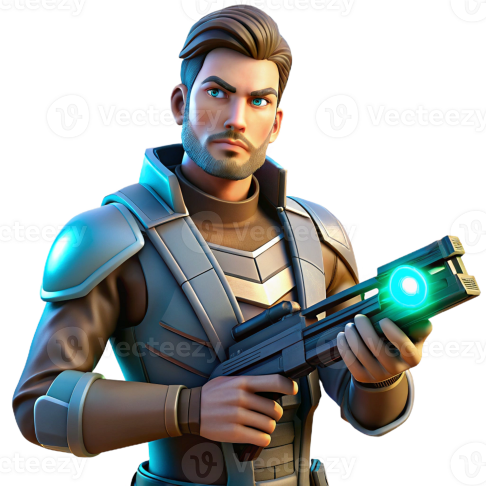 vibrant modern 3D Render Sci Fi Soldier high quality png