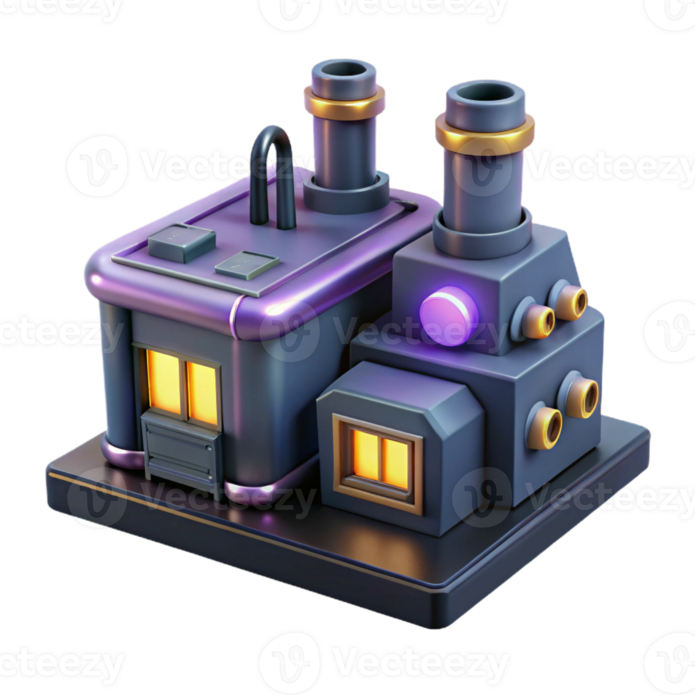 stunning traditional 3D Render of a Futuristic Factory exclusive png