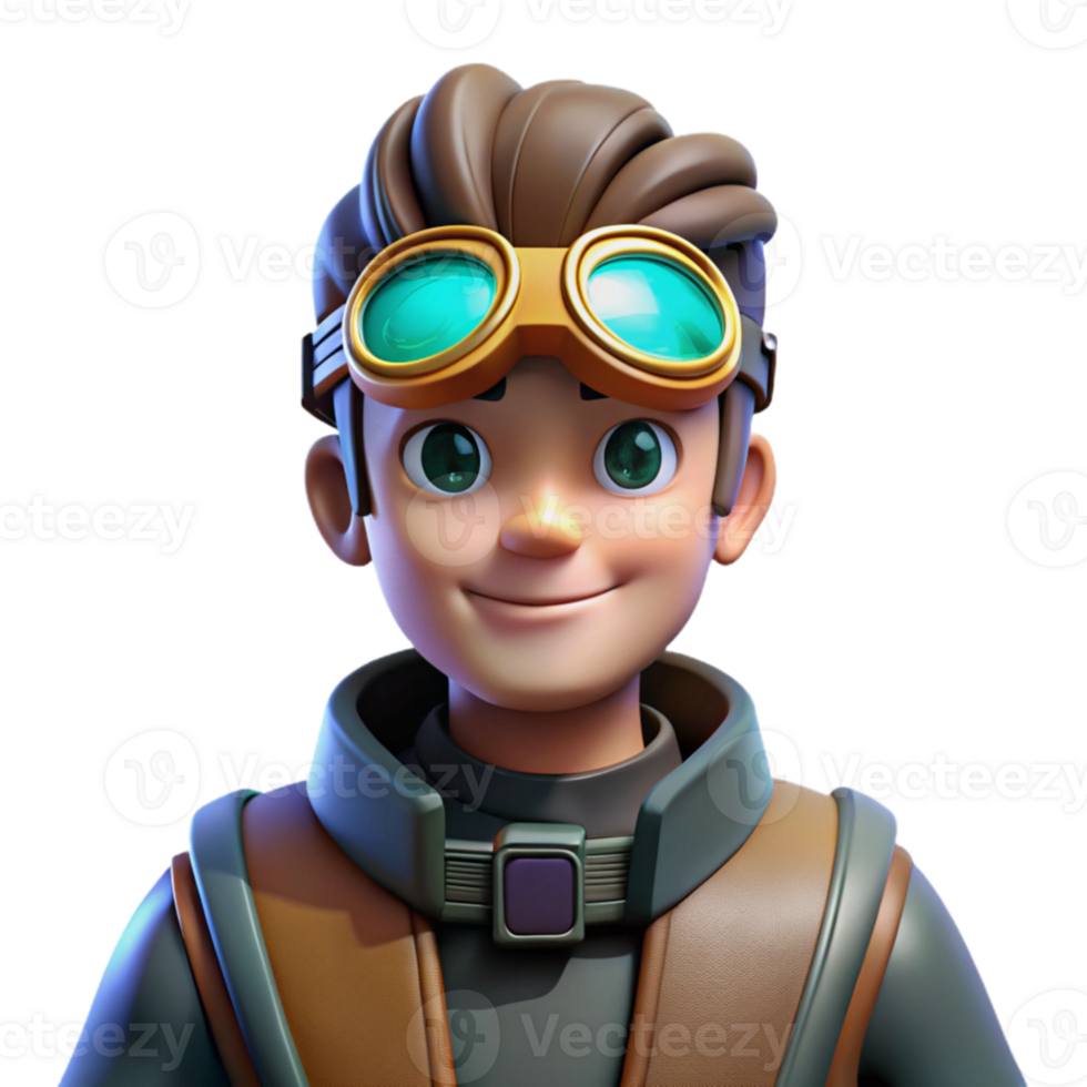 elegant abstract Smiling Boy 3D Render detailed png