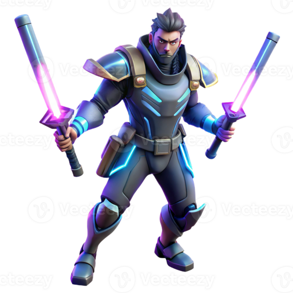 stunning modern Futuristic Warrior 3D Render high quality png