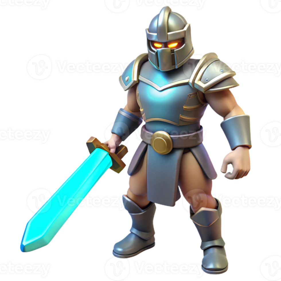 elegant traditional 3D Render Cartoon Knight, Fantasy Warrior, Game Character Illustration original png