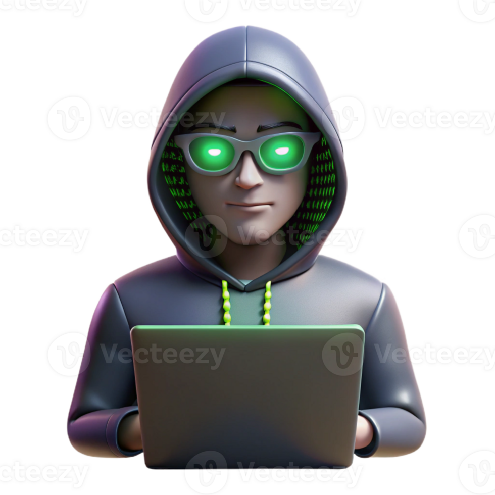 dramatic traditional 3D Render Hacker Illustration Cybersecurity, Digital, Coding, Technology, Network, Internet, Security, Software, Laptop, Hacker professional png