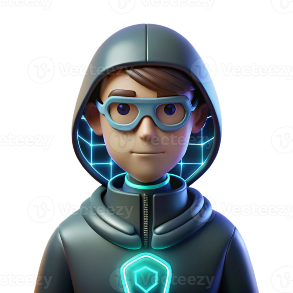 serene minimalist 3D Cartoon Boy in Hoodie authentic png