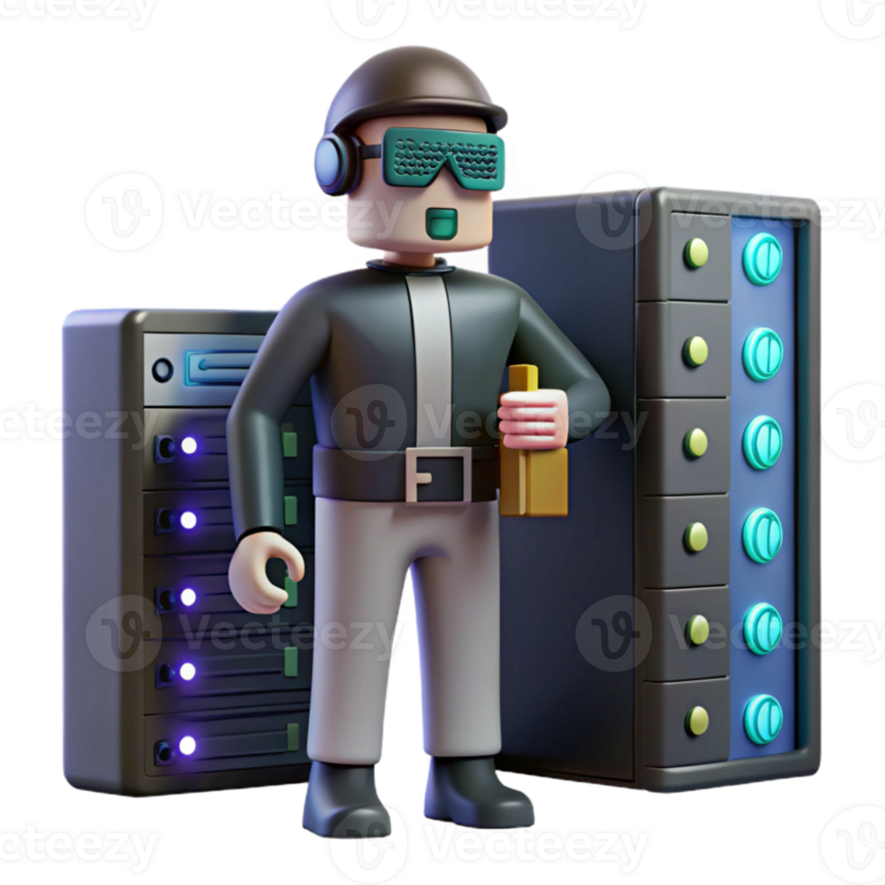 magnificent abstract 3D Illustration Data Center Technician high quality png