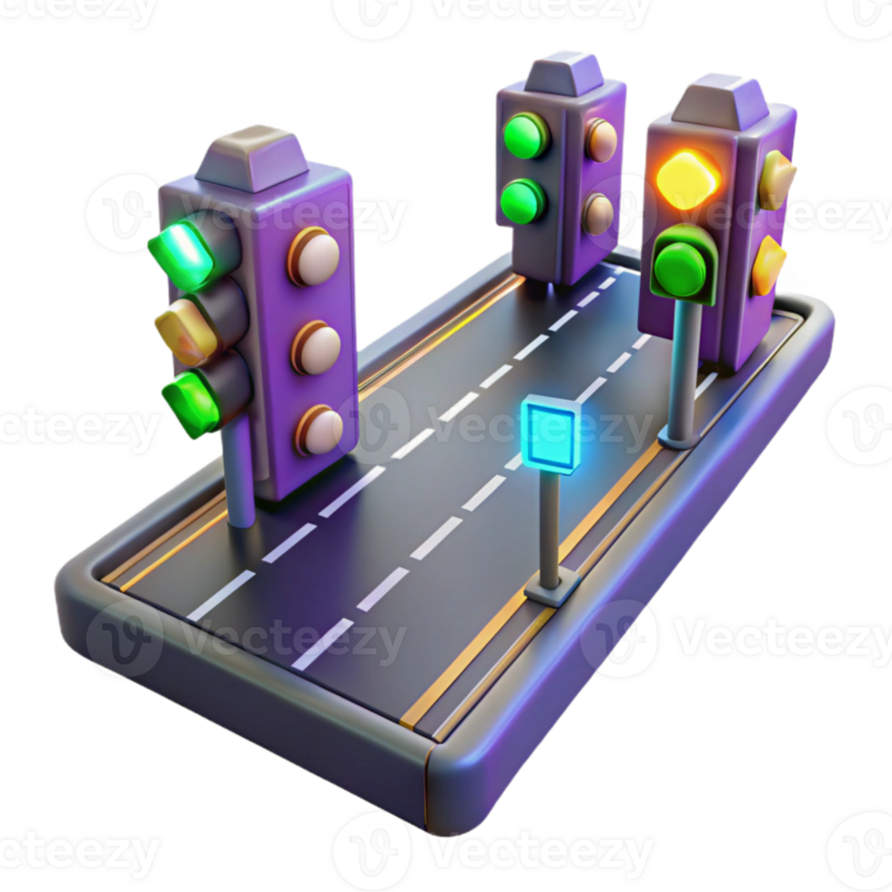 beautiful creative 3D Illustration Traffic Lights Road professional png