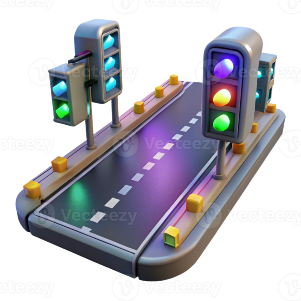 vibrant modern 3D Cartoon Road Traffic Lights Illustration exclusive png