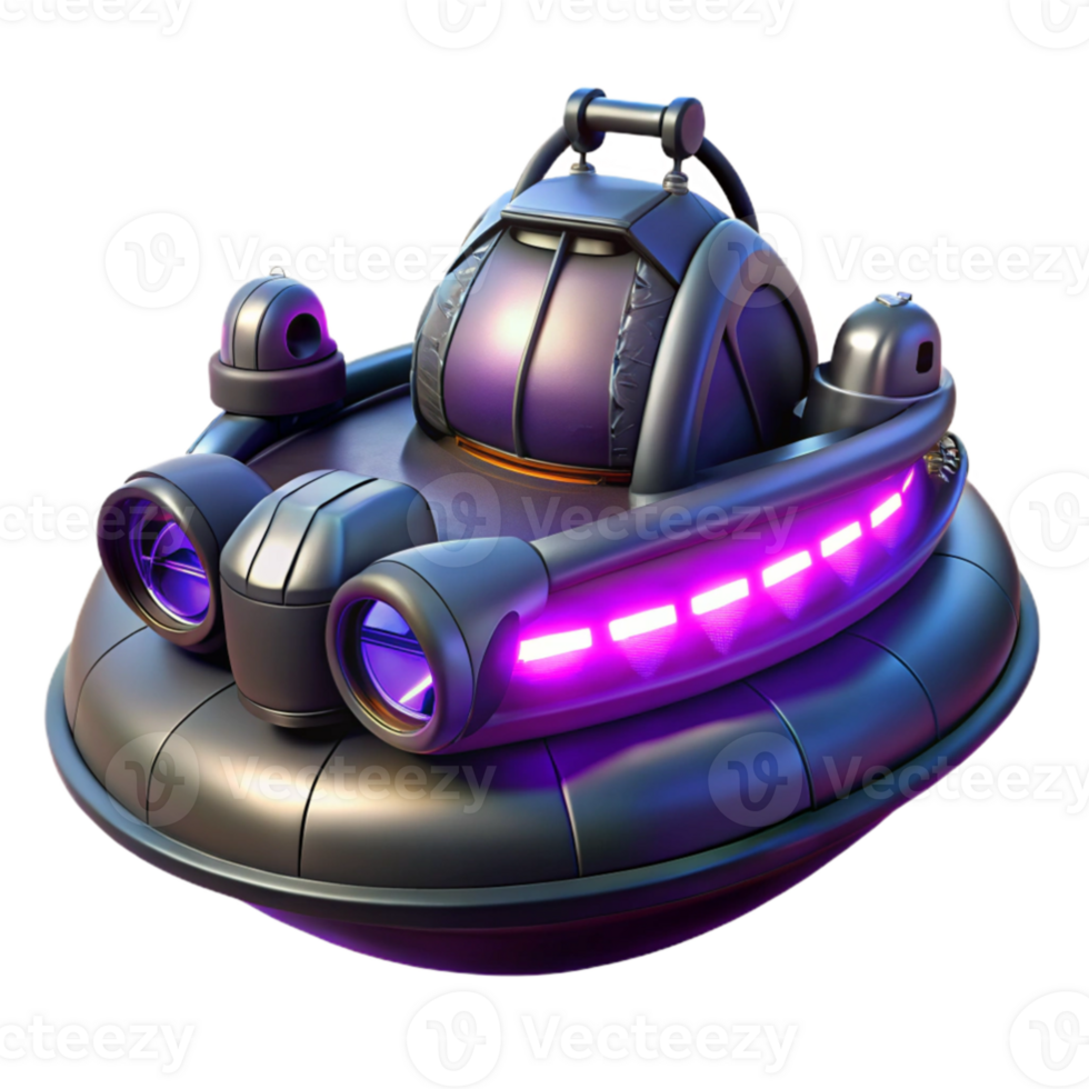 extraordinary creative Futuristic Flying Saucer 3D Render high quality png