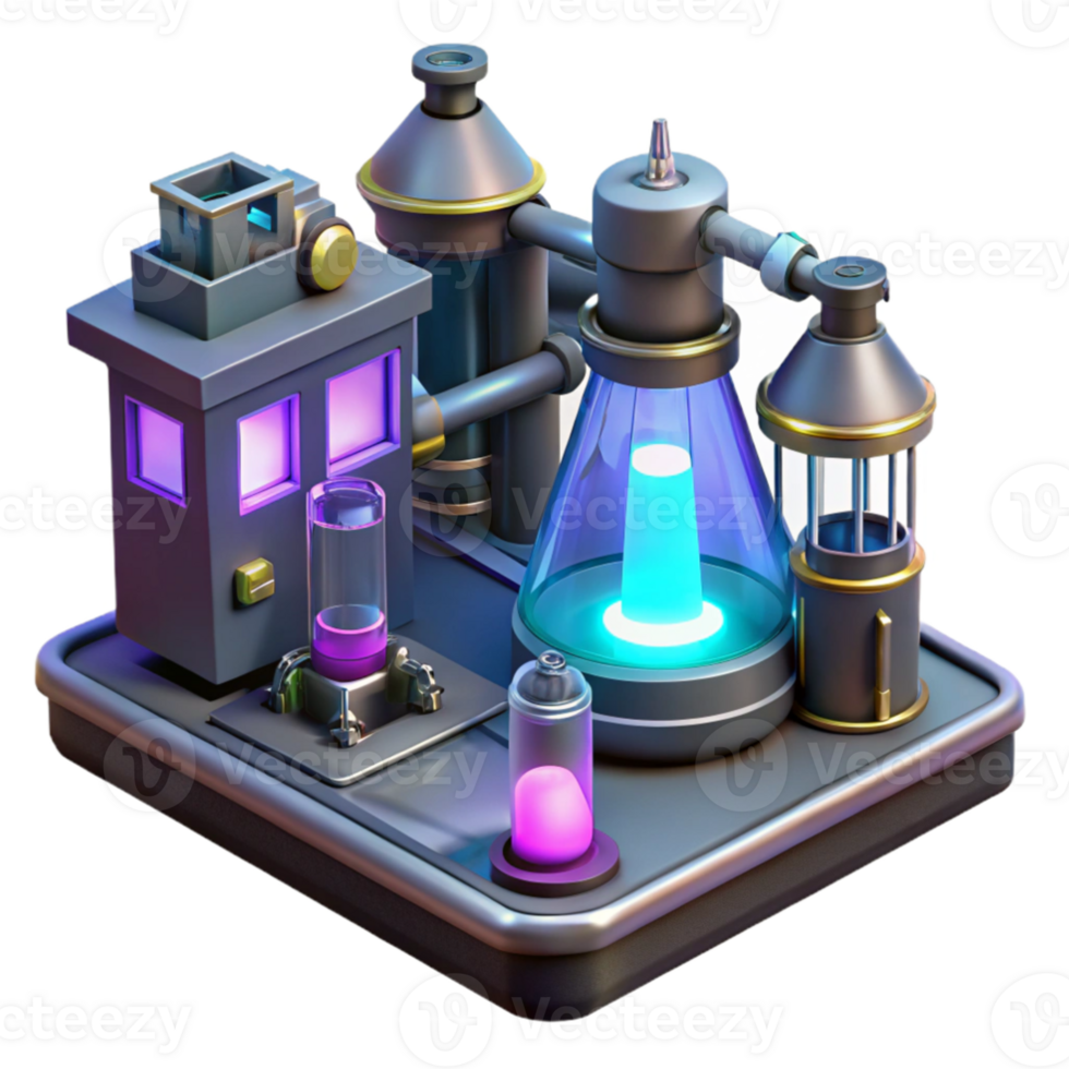 elegant artistic 3D Isometric Lab Illustration professional png