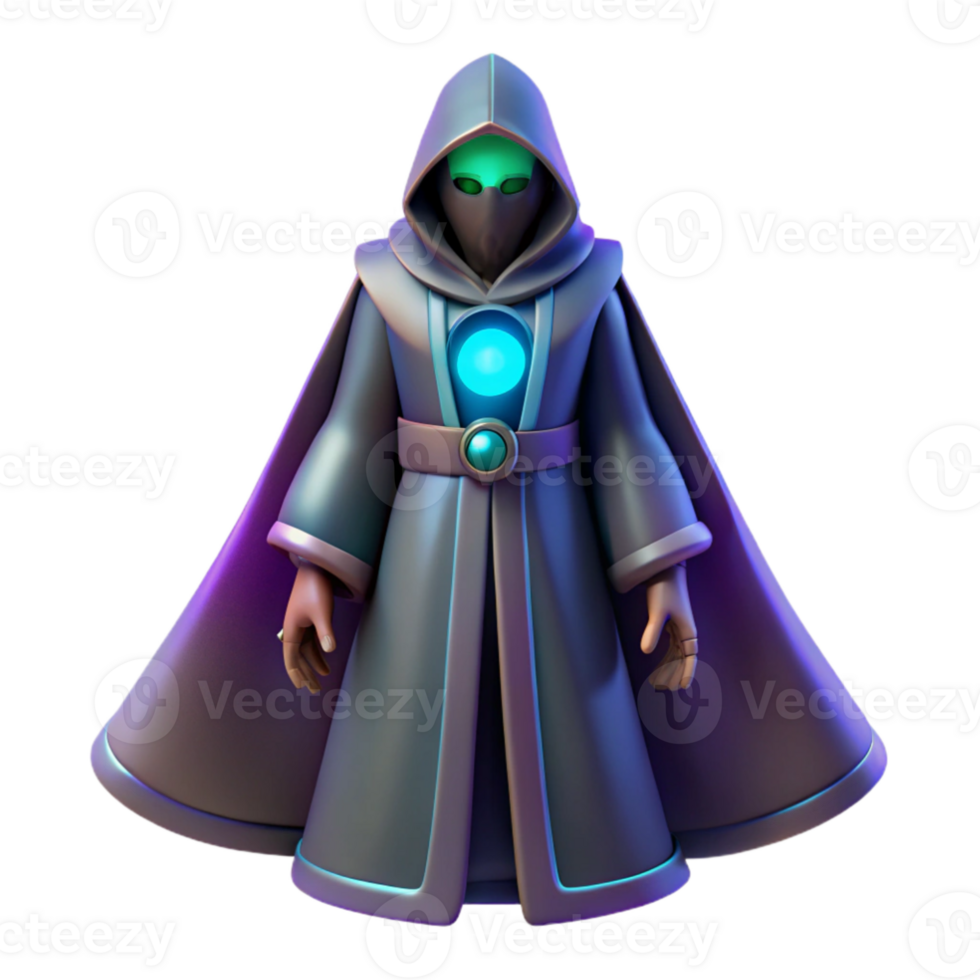 vibrant minimalist 3D Render Mystic Wizard in Robe premium png